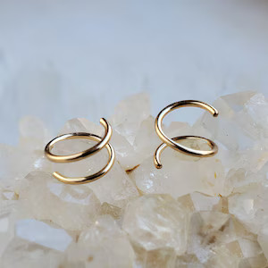 BLACK FRIDAY - Fake Second Piercing - Twist Earrings - Spiral Double Hoop Piercing - Huggie Earrings | Etsy (US)