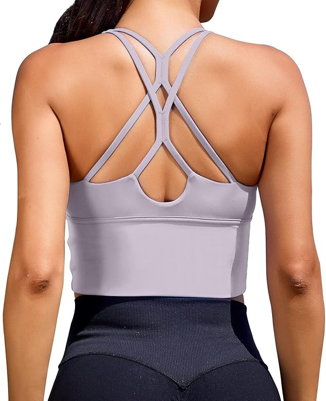 Women Sports Bras Longline Fitness Crop Tops Tank Gym Camisole Yoga Workout Running Shirts | Amazon (US)