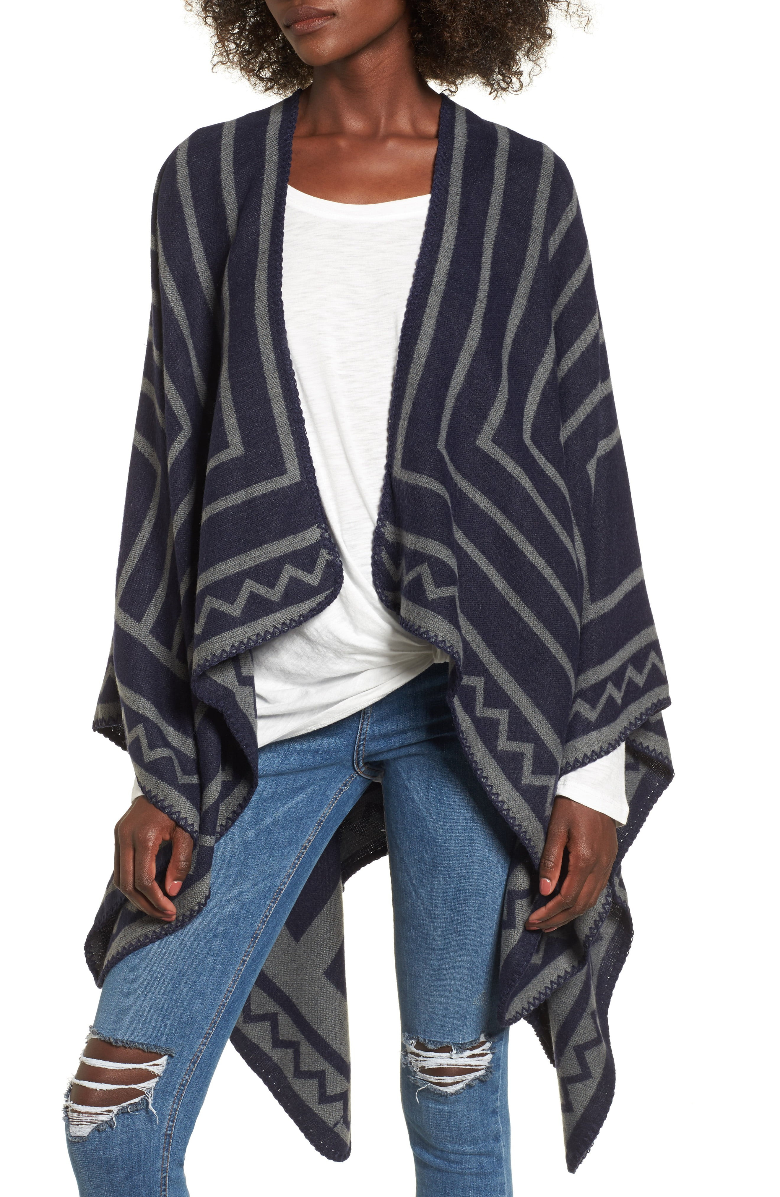 Accessories Collective Grid Print Ruana | Nordstrom