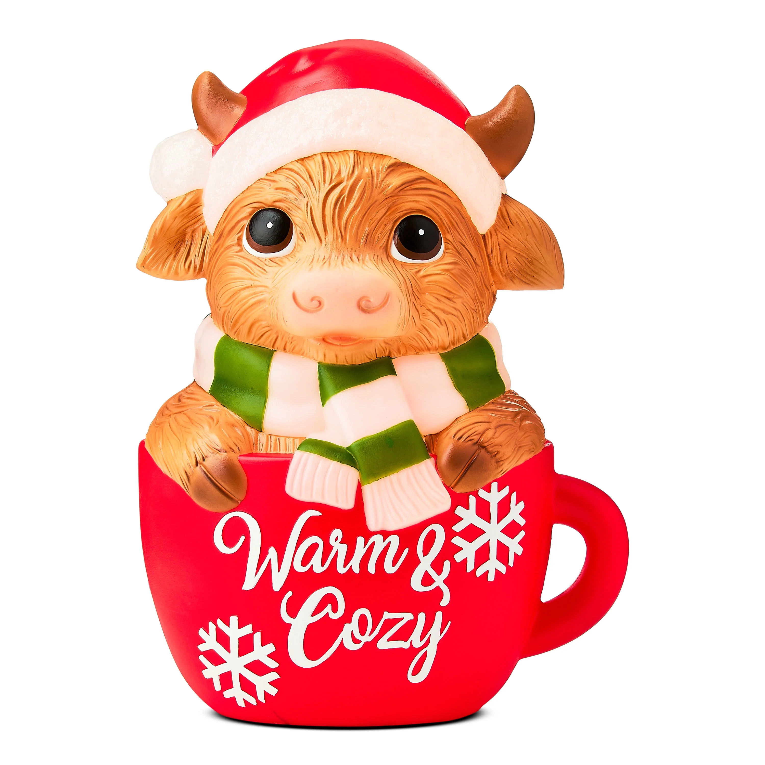 Lighted Blow Mold Cow in Mug Outdoor Christmas Decoration, Multicolor, 24", by Holiday Time | Walmart (US)