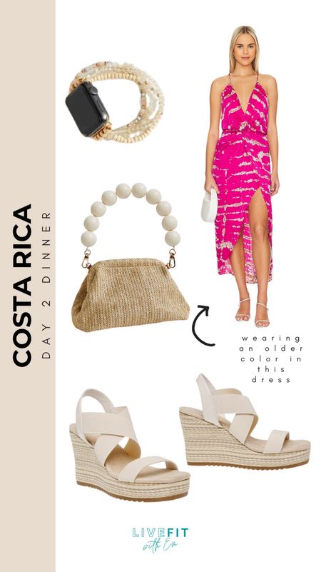 Bringing the heat to Costa Rica’s Day 2 dinner with this wrap dress 💃. The vibrant color and print are just right for an evening of fun. Keeping it simple yet stylish with the same versatile wedges and swapping in a classy white clutch for a fresh touch. Shop these pieces and turn heads on your next getaway dinner! #BeachDinnerLook #VacationWardrobe #SummerChic

#LTKparties #LTKSeasonal #LTKstyletip