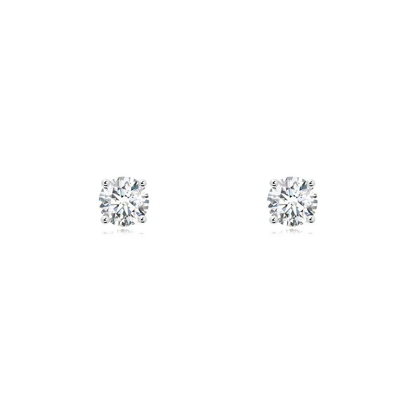 Basket-Set Solitaire Diamond Stud Earrings | Angara Inc.