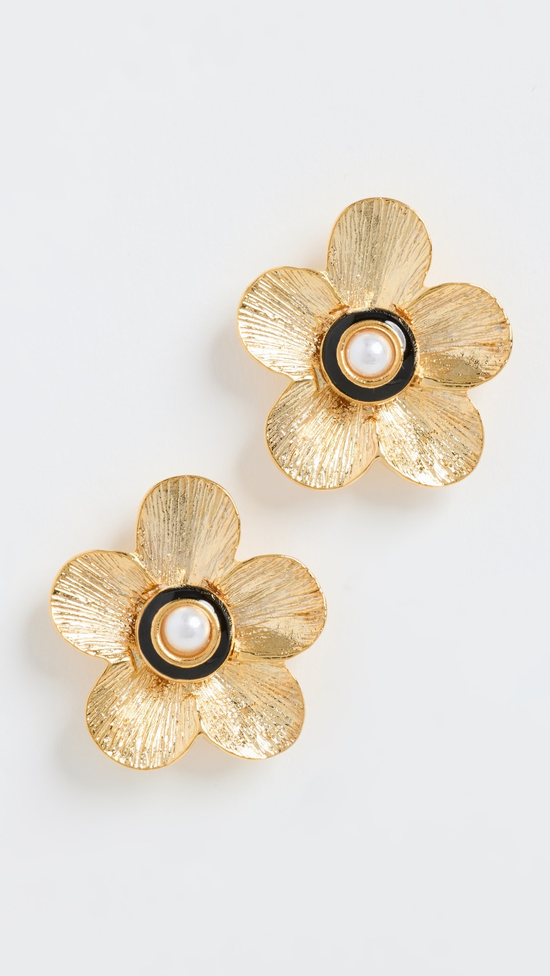 Kenneth Jay Lane Gold Flower Pierced Earrings | Shopbop | Shopbop