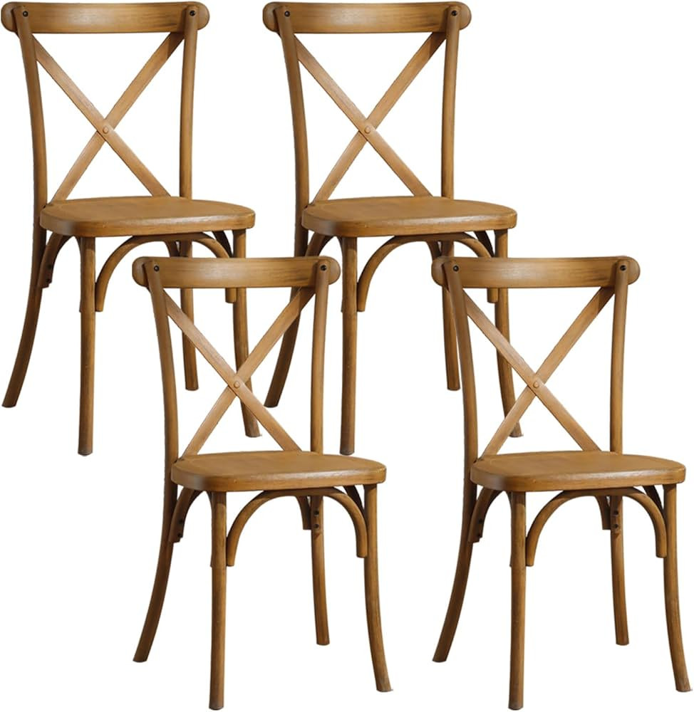 X-Back Resin Chair Set of 4, Cross Back Chair for Kitchen, NOT Wood Dining Chair Furniture 4-Pack... | Amazon (US)
