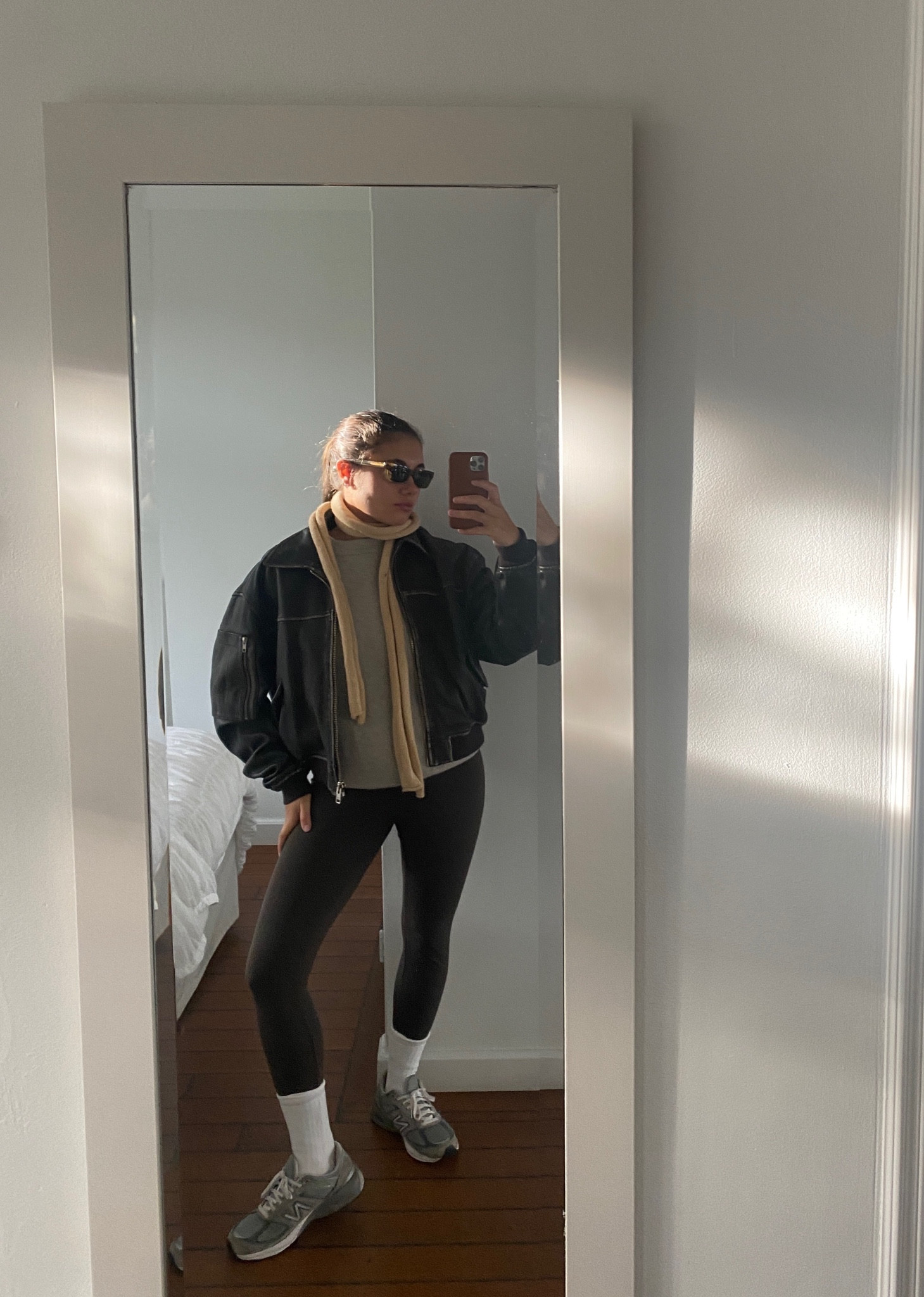 Sporty chic outfit 👟✨

outfit inspiration, high rise brown leggings, sporty socks, oversized biker jacket, mango, acne studios scarf, alpaca blend jumper, Arket, Saint Laurent square sunglasses, Nederland. 

#LTKeurope #LTKstyletip #LTKSeasonal