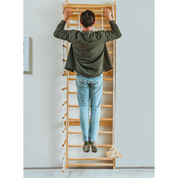 Betula Swedish Wall Ladder & Indoor Wooden Climber for Kids – Home Gym Playset, 94.5" H | Maisonette