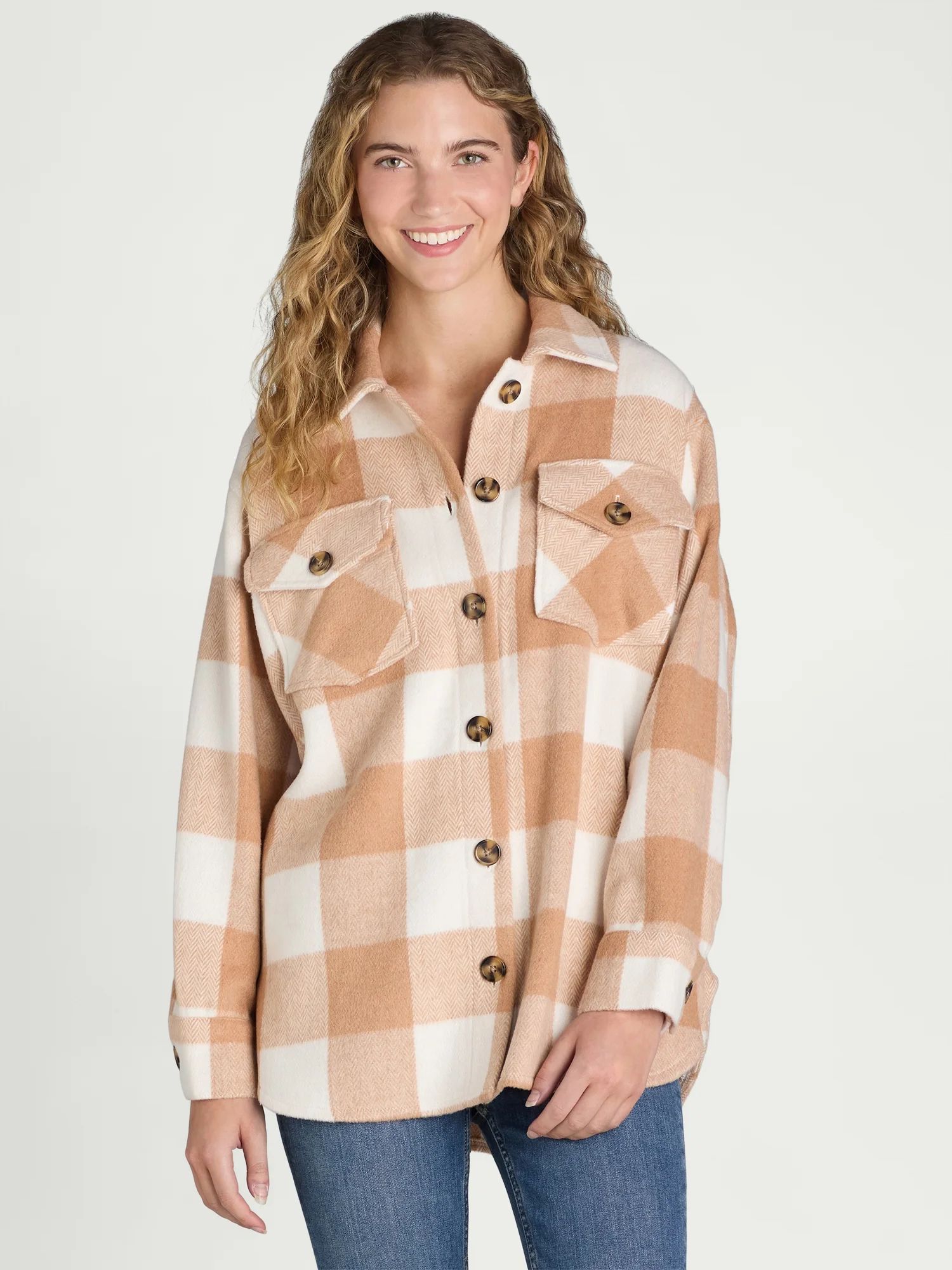 Time and Tru Women's Button Front Shacket, Sizes S-XXXL | Walmart (US)