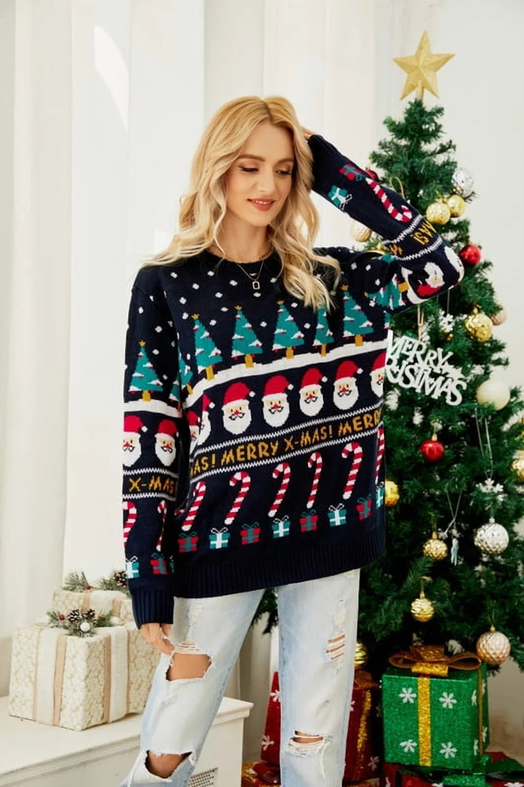 GEX Ugly Christmas Sweaters for Women Cute Fuzzy Funny Wintertime Holiday Parties Knitted Casual ... | Walmart (US)