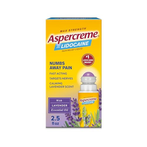 Aspercreme Essential Oils Lidocaine Pain Relief with No-Mess Roll-On Applicator, Max-Strength Lidocaine Numbs Away Nerve Pain, Moisturizing Aloe Hydrates Skin, Lavender, 2.5 Oz. | Amazon (US)