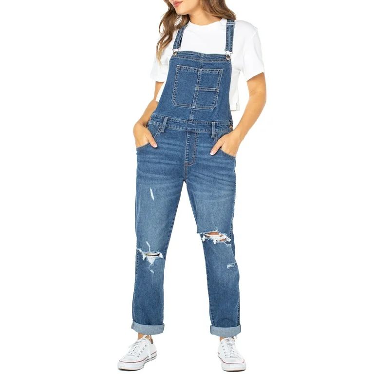 Celebrity Pink Juniors' Destructed Denim Overalls, Sizes XS-XXXL | Walmart (US)