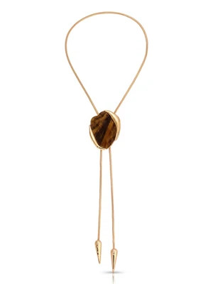 Tiger's Eye Statement Bolo Necklace | Ettika