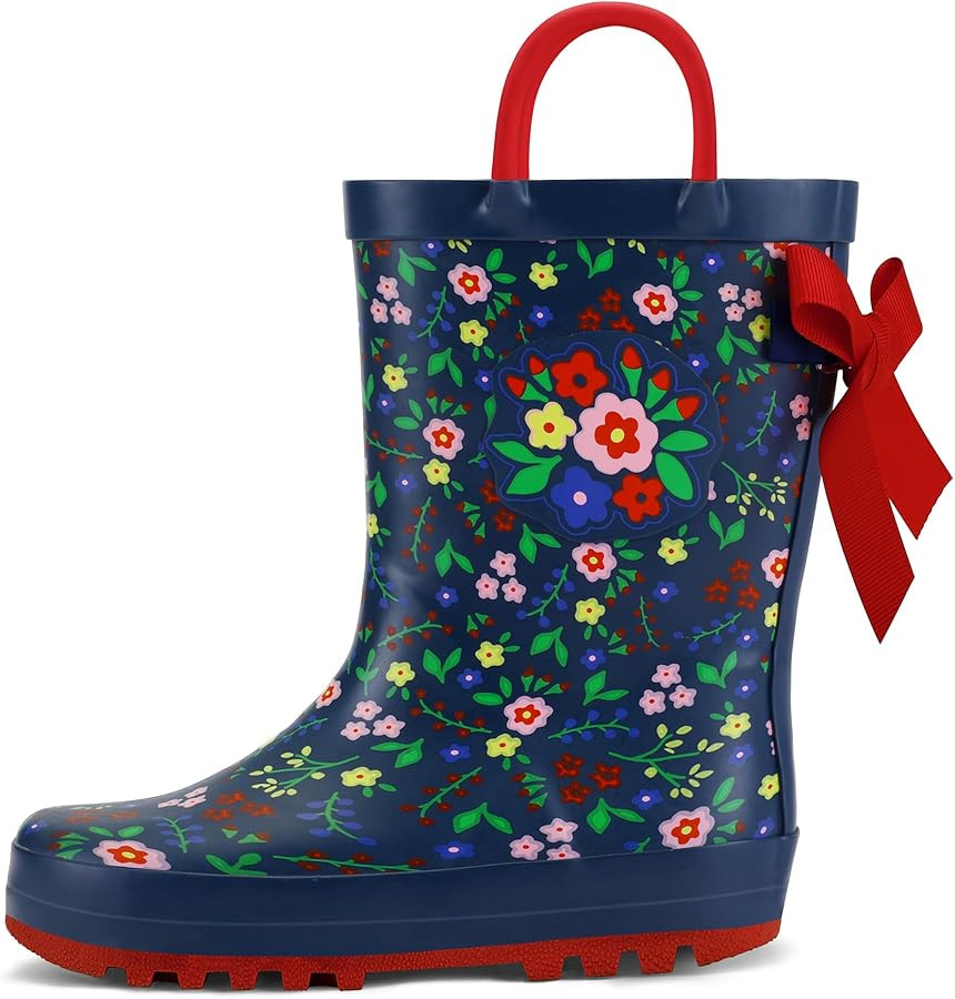 K KomForme Kids Rain Boots Waterproof Printed Rubber boots with Handles | Amazon (US)