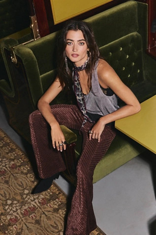 Penny Pull-On Velvet Flared Pants | Free People (Global - UK&FR Excluded)