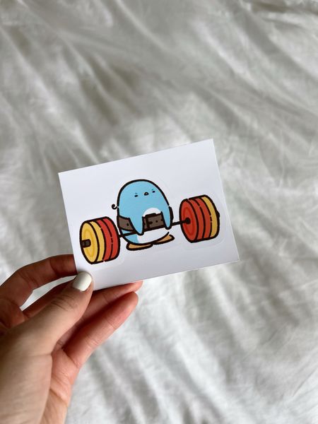 This penguin weightlifting sticker is so cute :) they also have this design as wall prints, towels, and other customizable items! 

#sticker #roomdecor #homedecor #office #walldecor 

#LTKhome #LTKfamily #LTKfitness