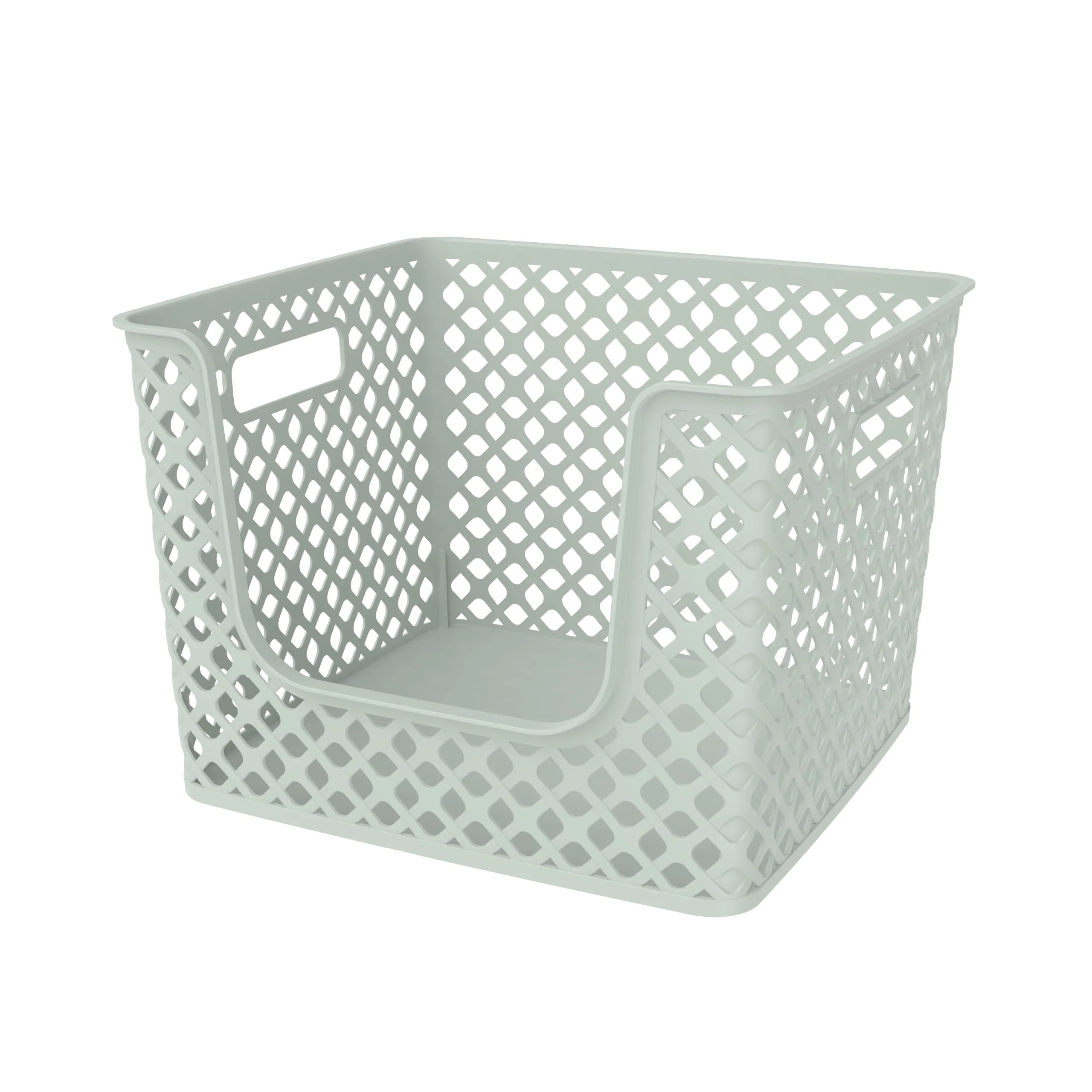 Mainstays Open Front Decorative Basket, Soft Sea | Walmart (US)