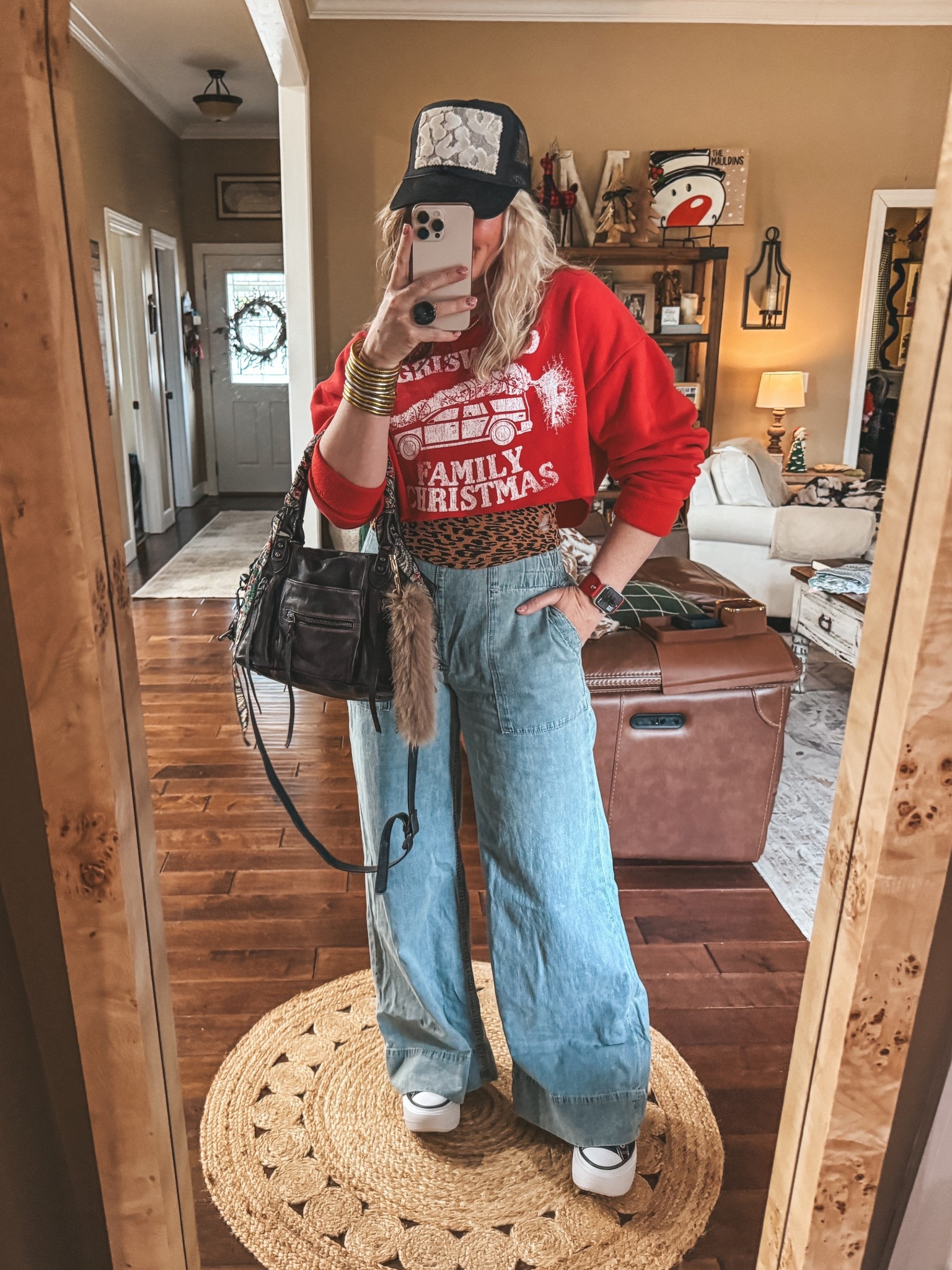 Cool Mom Fit ♥️
Sweatshirt L
Cami M
Jeans M
Converse sized down 
♥️Red watchband is @sparklbands save with code MANDIE


#LTKHoliday #LTKootd #LTKOver40