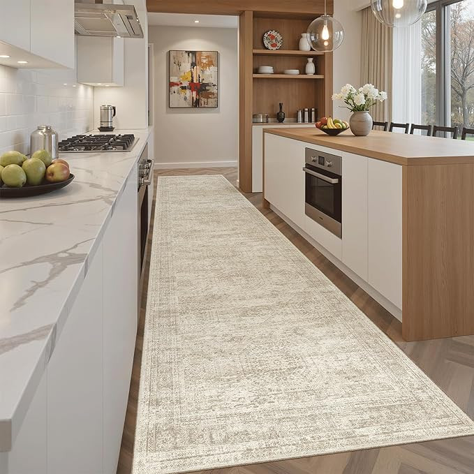 Runner Rug 2'6" x 10' Washable Non-Slip Runner Rugs for Kitchen Bathroom Laundry Room Vintage Ult... | Amazon (US)
