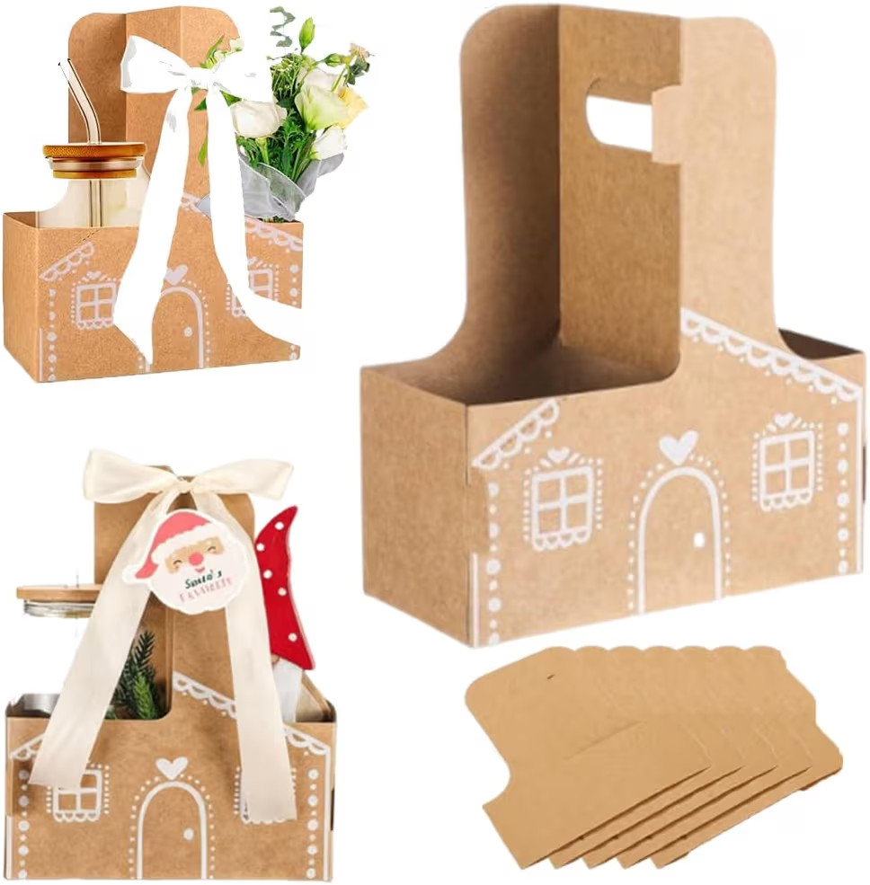 Gingerbread House Christmas Gift Box/Cup Holder, Large Ginger Bread Houses Drinking Treat Boxes, ... | Amazon (US)