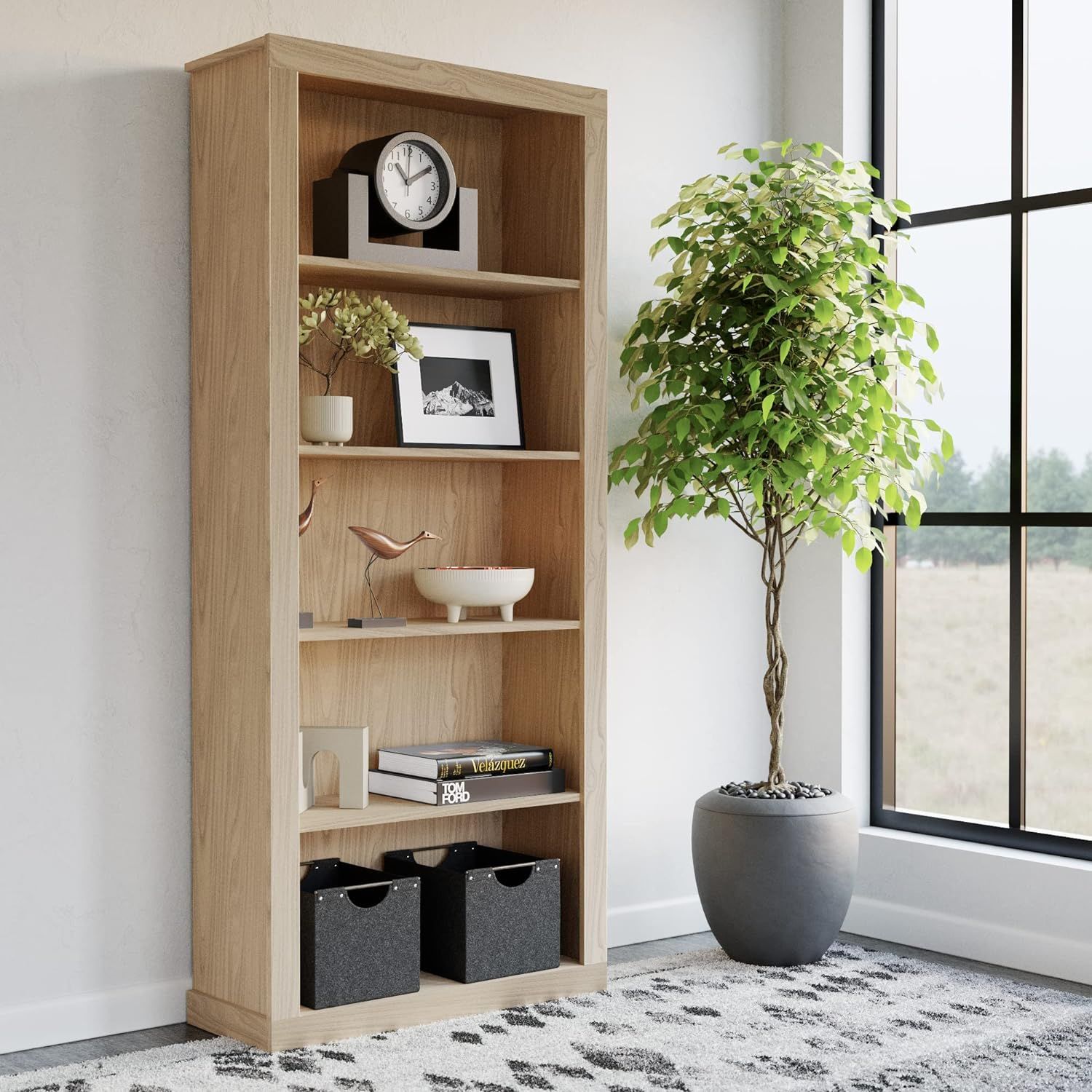 Edenbrook Sumac Bookcase, 5-Shelf Organizer for Bedroom Furniture or Home Office Furniture, Nat... | Amazon (US)