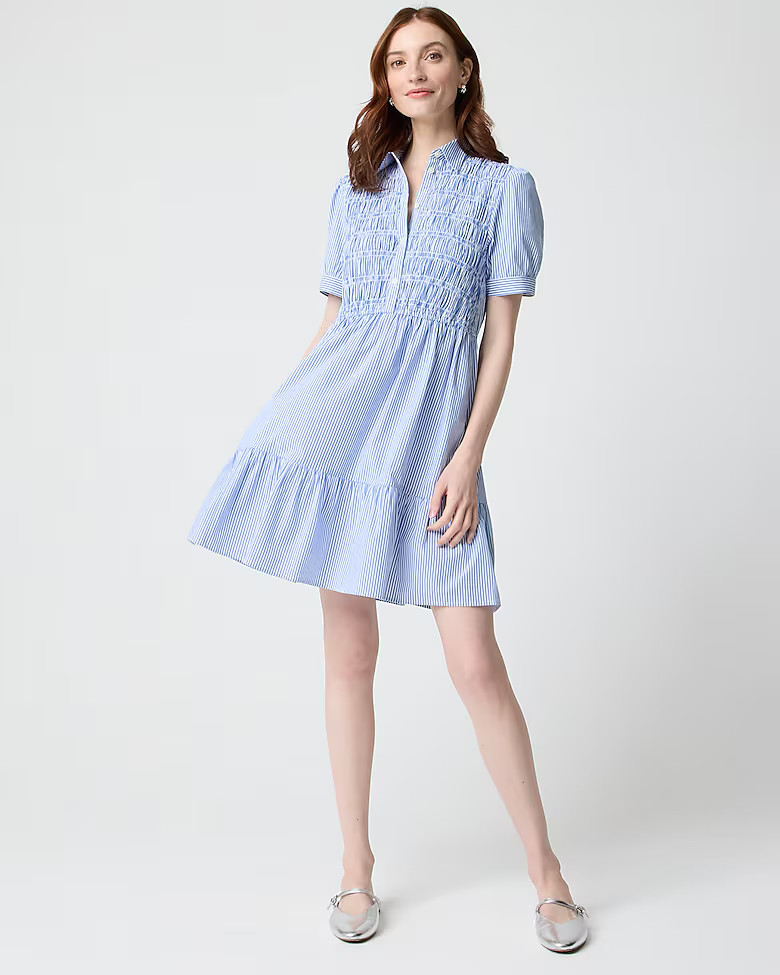 Striped smocked shirtdress | J.Crew Factory