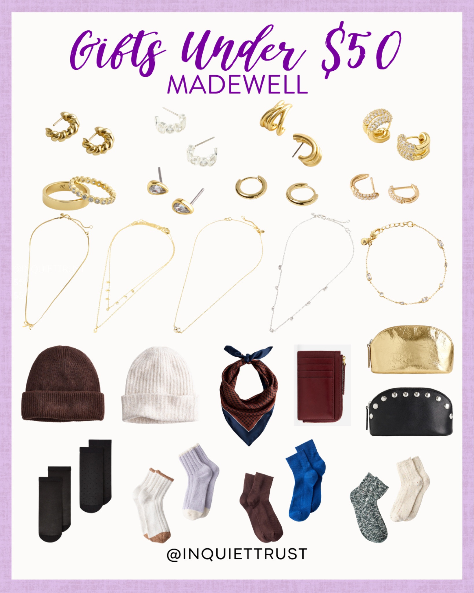 Check out these jewelry and accessories finds from Madewell that’s all under $50! They’re perfect for gifting your loved ones who like fine jewelry, ribbed knit beanies, patent wallets, scarf, and cute socks!
#genderneutral #fashionaccessories #everydaylook #cozyfinds

#LTKFindsUnder50 #LTKStyleTip #LTKSeasonal