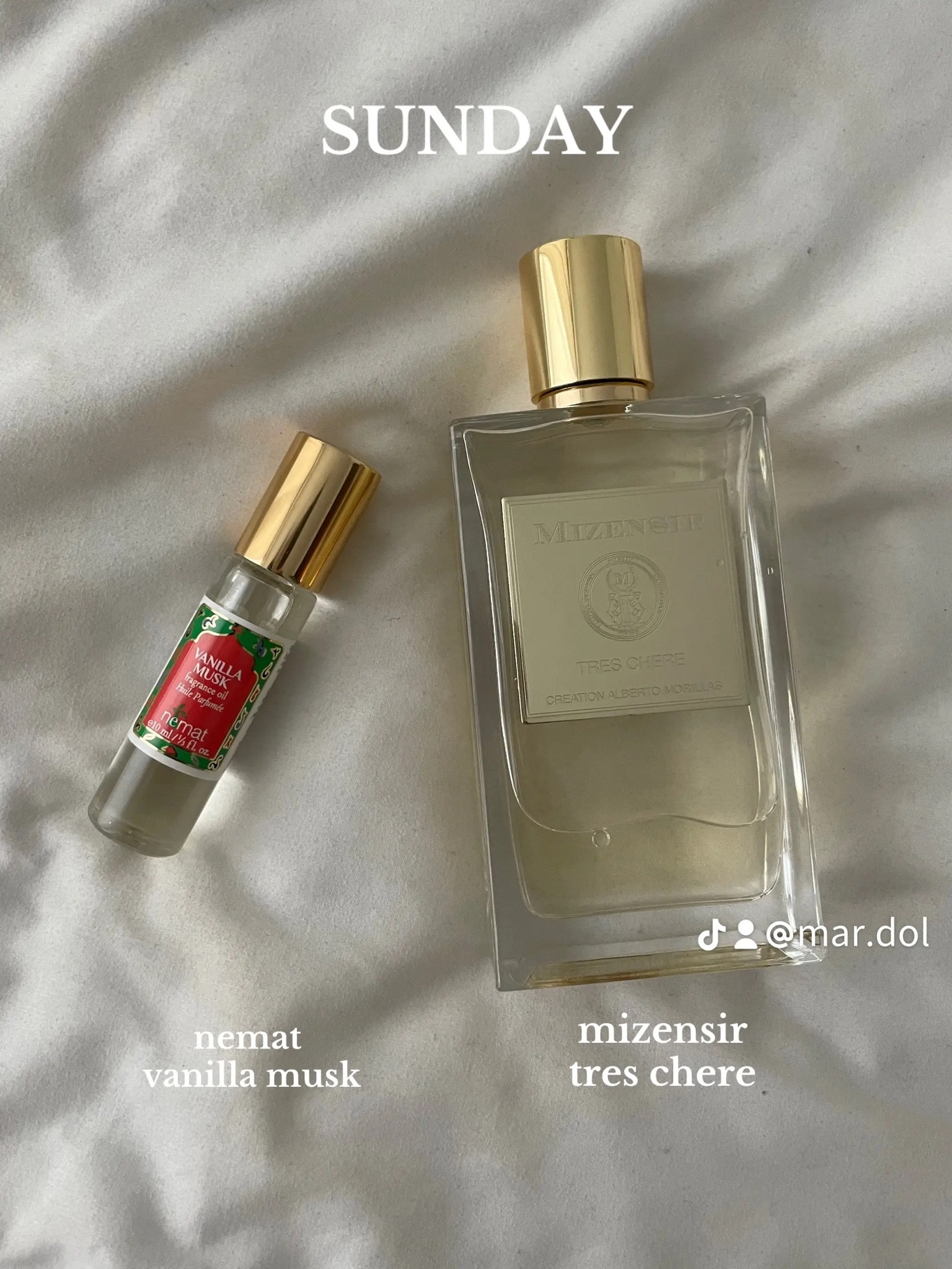nemat vanilla musk + mizensir tres chere 

use first time/welcome code for discount! 