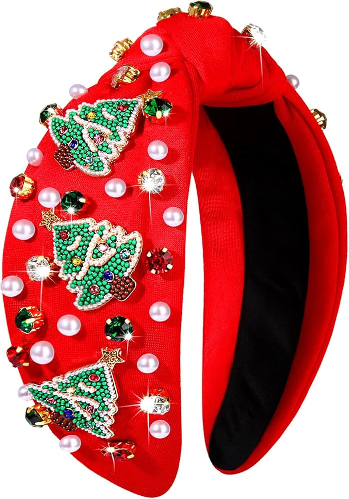 Christmas Headband for Women Xmas Tree Headbands Jeweled Holiday Headband Christmas Outfits Acces... | Amazon (US)