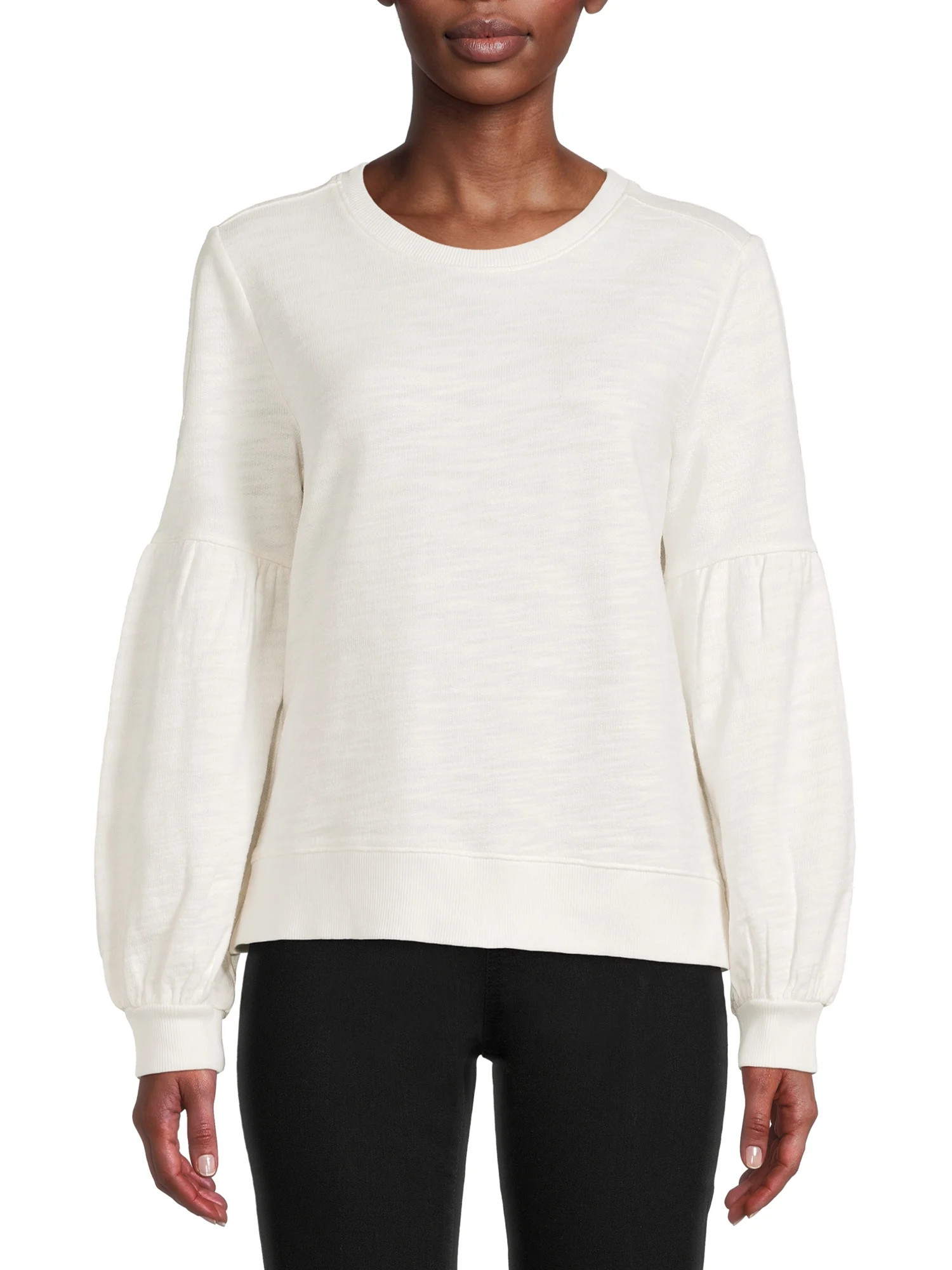 Time and Tru Women's Blouson Sleeve Sweatshirt | Walmart (US)