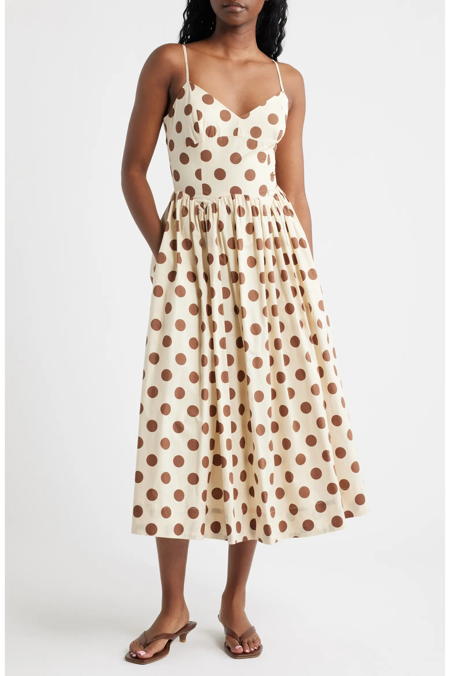 Lucy Paris Everly Dot Sleeveless Midi Dress (Women) | Nordstrom | Nordstrom
