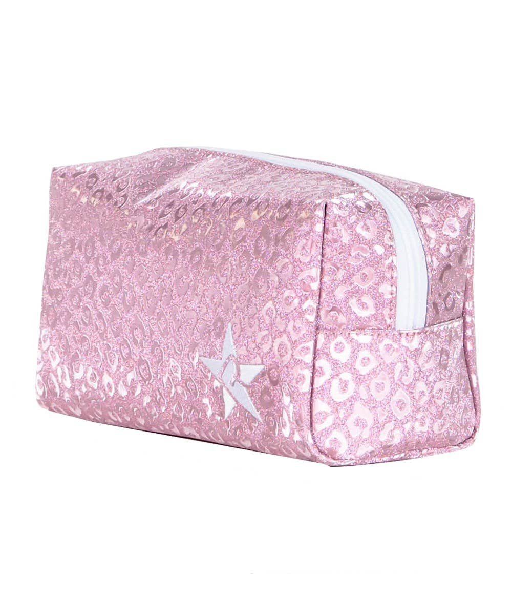 Rebel Pink Leopard Makeup Bag with White Zipper | Rebel Athletic
