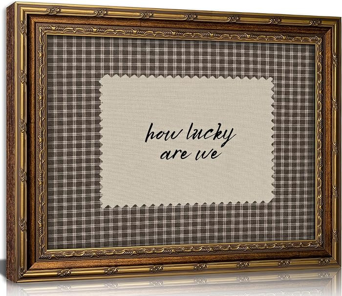 WEZEIIU Vintage Gold Framed Plaid Canvas Wall Art, How Lucky Are We Quote Wall Decor,Western Rust... | Amazon (US)