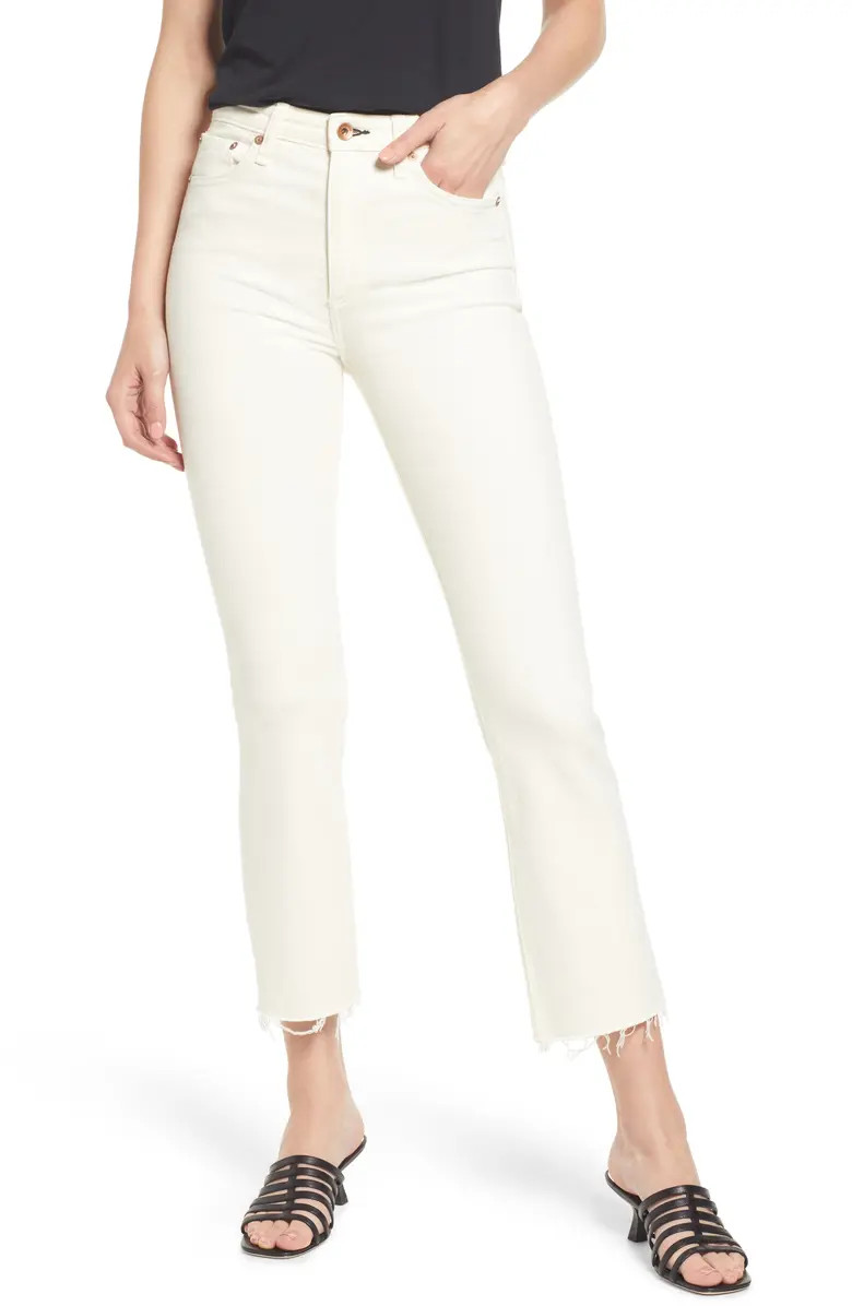 Nina High Waist Raw Hem Ankle Flare Jeans | Nordstrom