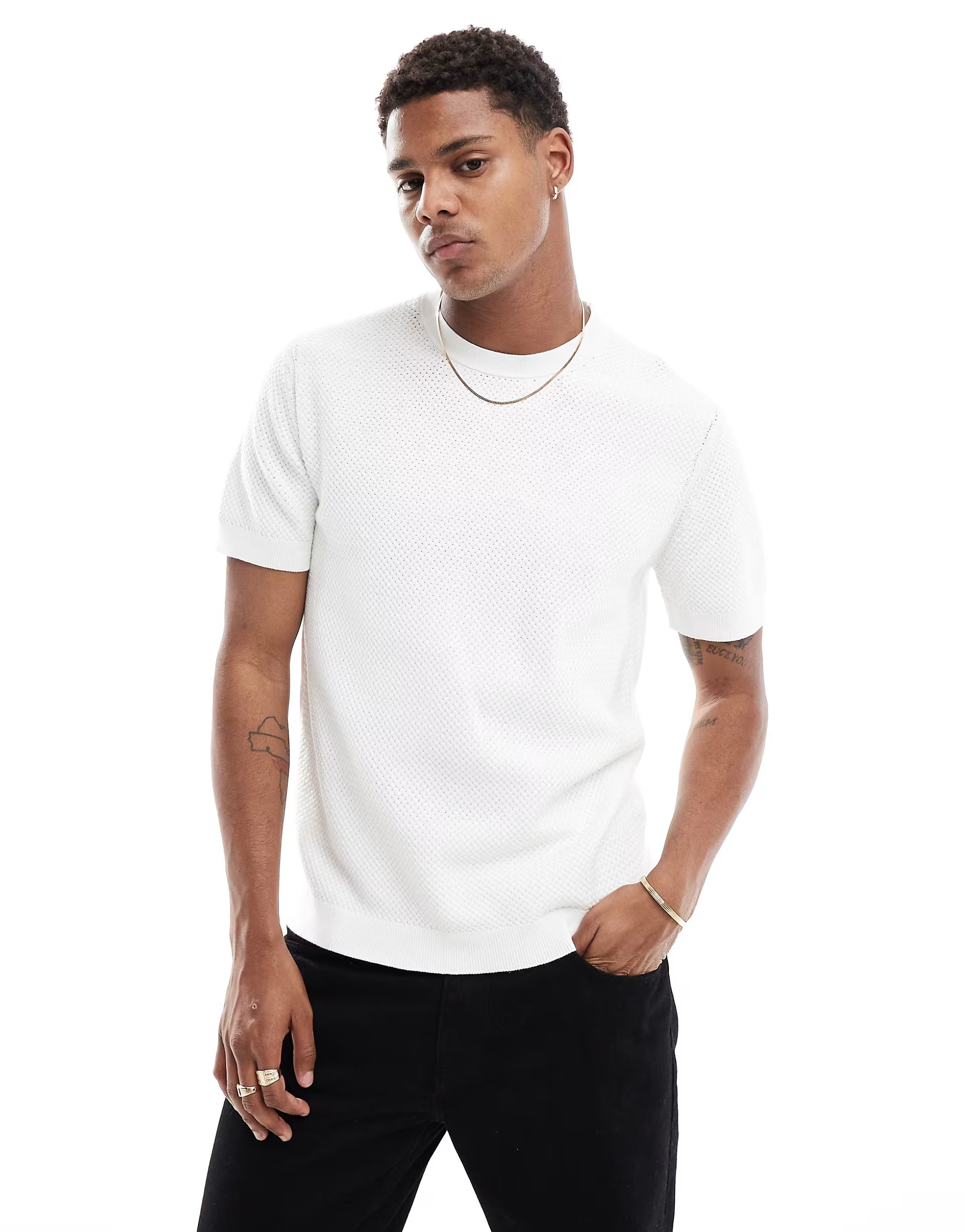 River Island knitted t-shirt in white | ASOS (Global)
