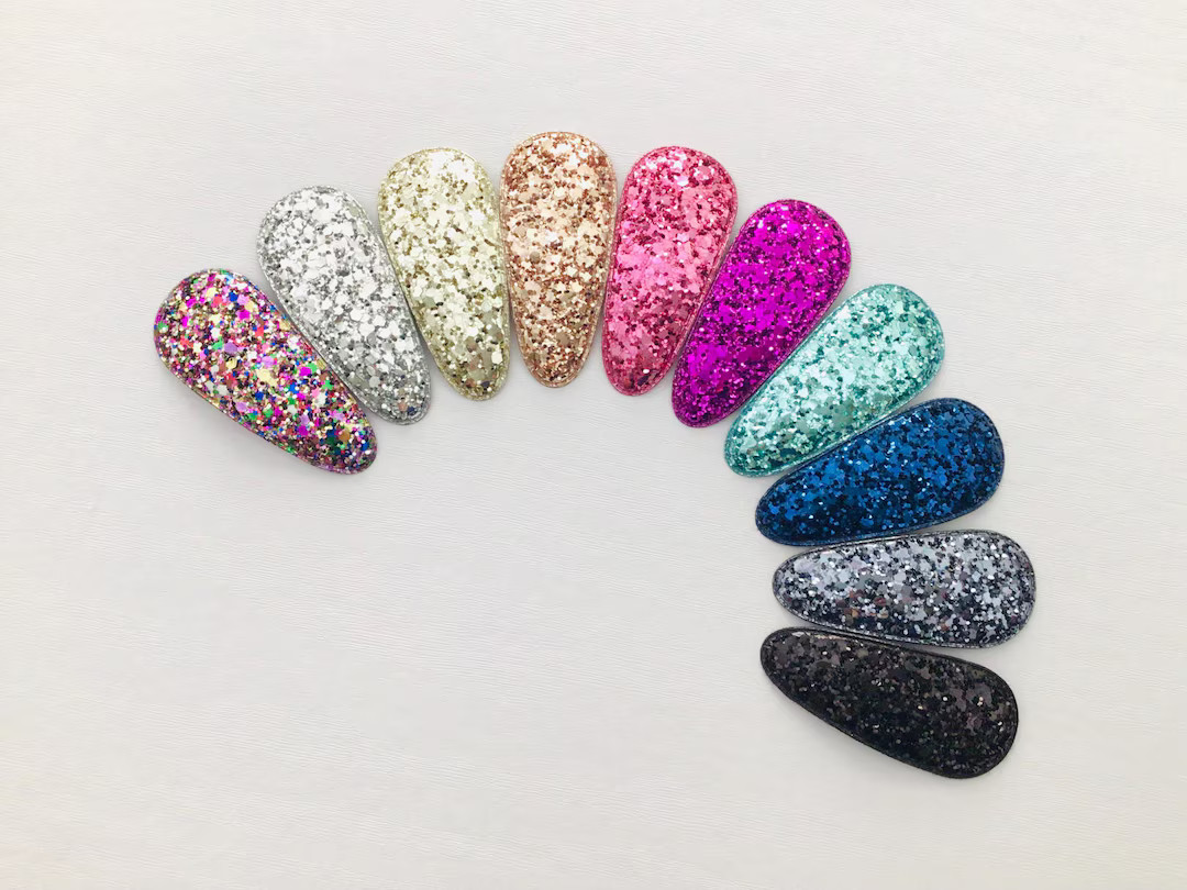Glitter Snap Clips Girls Snap Clip Toddler Snap Clip No Slip Fabric Snap Clip Glitter Bow Clip Gi... | Etsy (US)