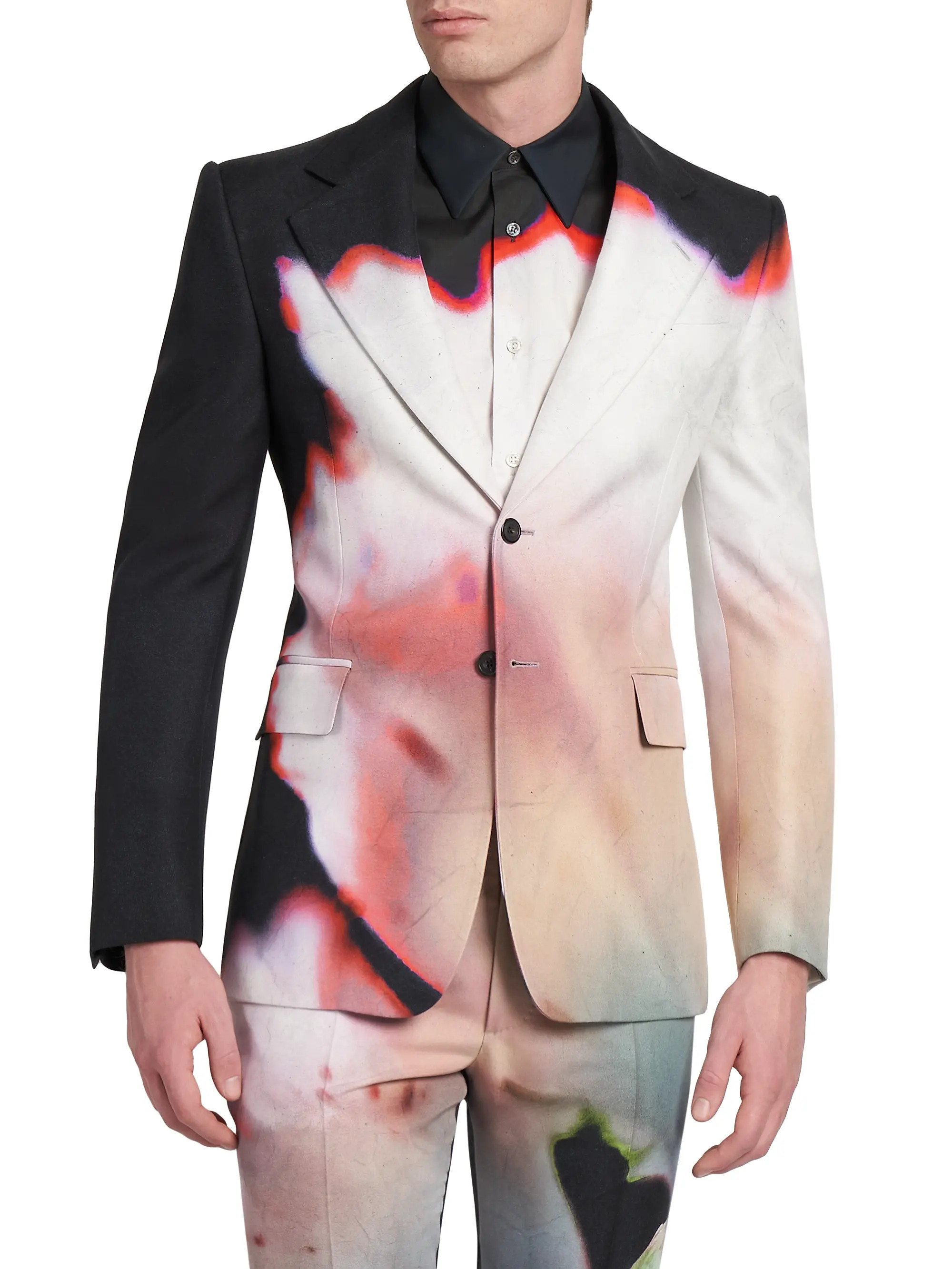 Shop Alexander McQueen Printed Notch-Lapel Blazer | Saks Fifth Avenue | Saks Fifth Avenue
