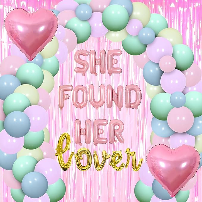 She Found Her Lover Macaron Bachelorette Party Decorations Rainbow Pastel Garland Kit with Curtai... | Amazon (US)