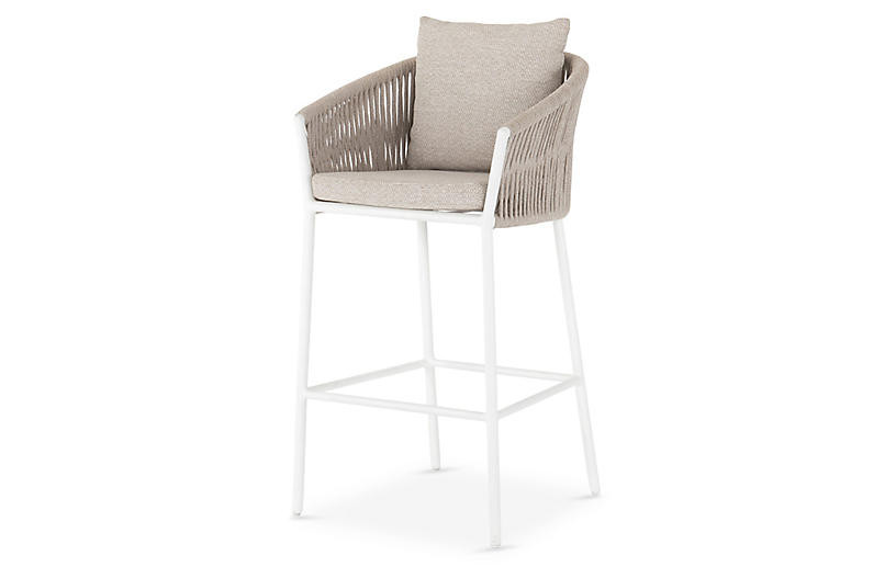 Nicolas Outdoor Stool, White/Faye Sand | One Kings Lane