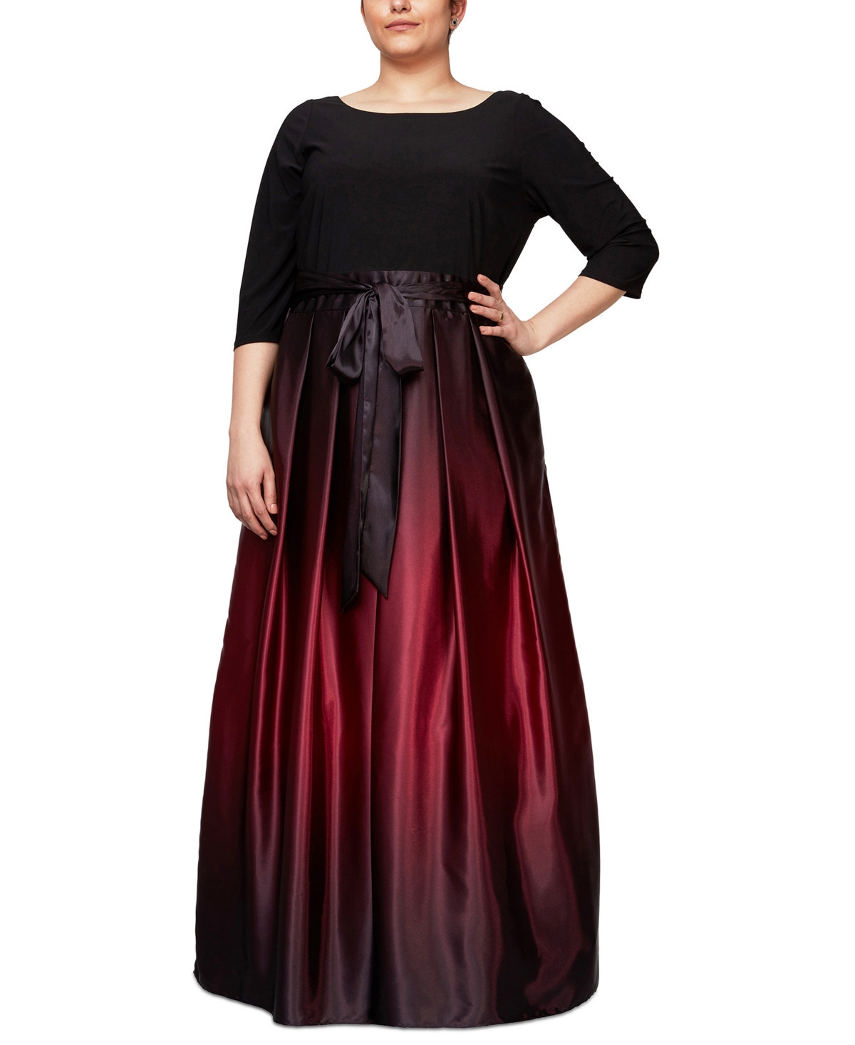 Sl Fashions Plus Size Ombre Ballgown - Fig/Black | Macy's