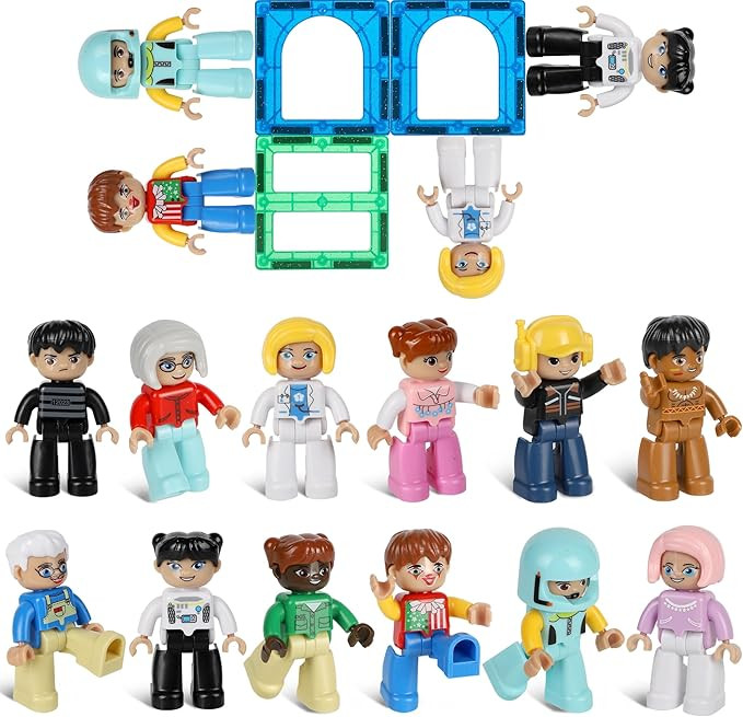 Large Magnetic People Figures for Kids, 3 Inches Magnetic Play People Compatible with Lego, 12 Pi... | Amazon (US)