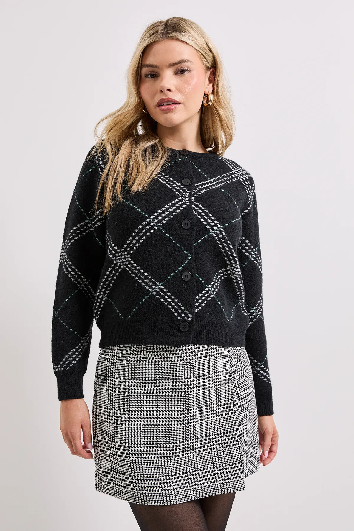 Black Argyle Cardigan | boohoo (US & Canada)
