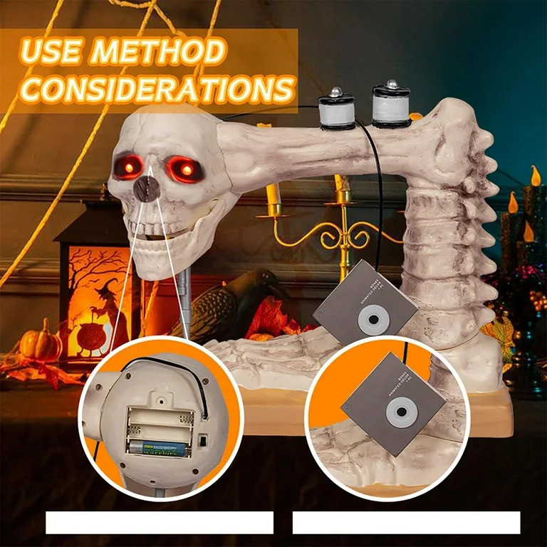 OVINYER Halloween Skeleton Sewing Machine With LED Red Eyes And Decoration Decals | Walmart (US)