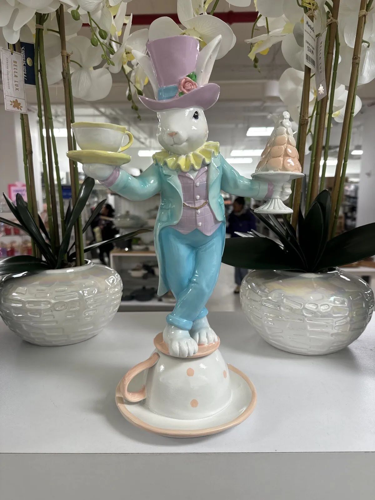 Resin Juggling Teacup Macaroons Bunny Figurine Easter Decor Spring Decoration  | eBay | eBay US