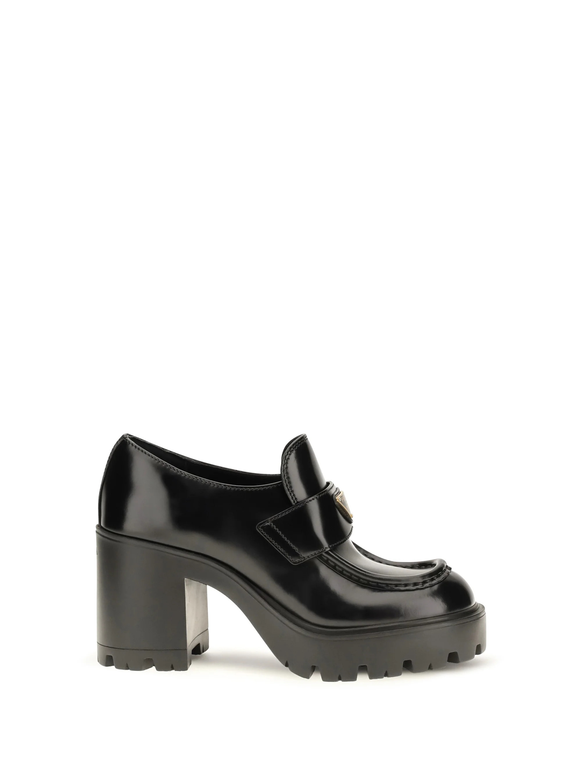 Prada Chunky-Sole Leather Loafer — Black - 41 | Italist Inc.