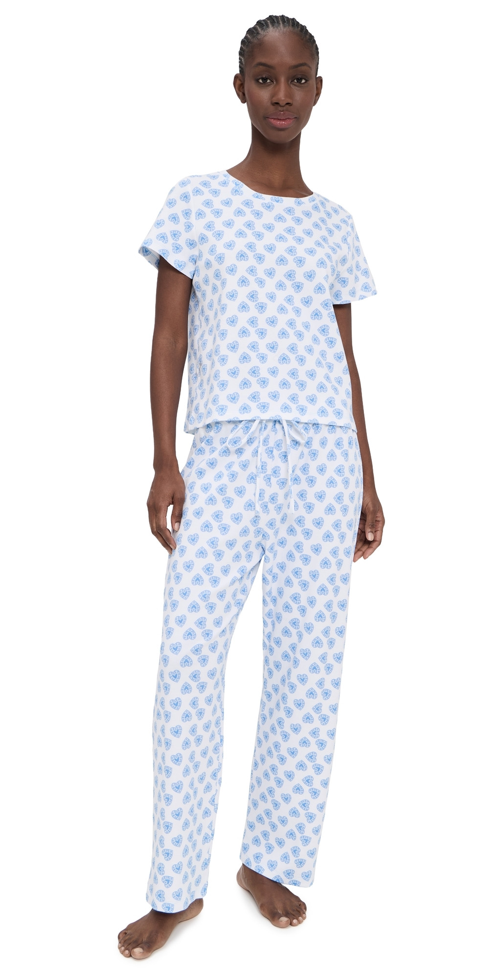 Hill House Home The Kelly Pajama Set Doily Heart/Blue XS | Shopbop
