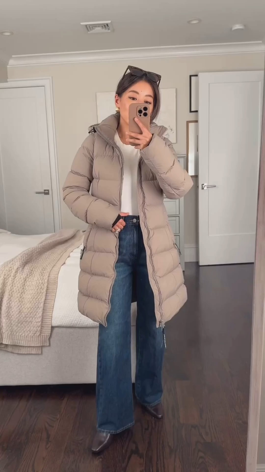 Aritzia private sale starts today!! Log into your free aritzia account to see if you qualify to shop their Black Friday early 

Their super puffs are one of the most petite friendly slim fit down puffers out there. 

Also a great men’s gift - Nick has the men’s Rainstop sz Medium and loves 

• Aritzia SuperSnug Mid length puffer in taupe xxs (slim fit)

Water and wind resistant, very warm and lightweight. This is xxs (2xs) in the super snug superpuff style. 

FYI their even longer length puffer this year comes in Short sizing for petites! Linked under similar

Length: they have short, Mid, and Long. I am 5 feet tall and this is the Mid

Fit: they have original or SuperSnug. SuperSnug in XXS (2XS) is fitted on me and slim through the arms. If you like chunky layers and looser silhouettes underneath, then their more popular option is the original super puff which has more room in the torso and sleeves. 

Material is a lightweight down fill with a wind and water resistant outer, and is machine washable 

• Farrah jeans in 24 Short. Love this cut for a wide leg with zipper and length that isn't too long on me

•  Homestretch ribbed tee XS ( i size up since these are fitted)

down puffer coat, winter jacket, cold weather style , petite outerwear  

#LTKPetite #LTKCyberWeek #LTKGiftGuide