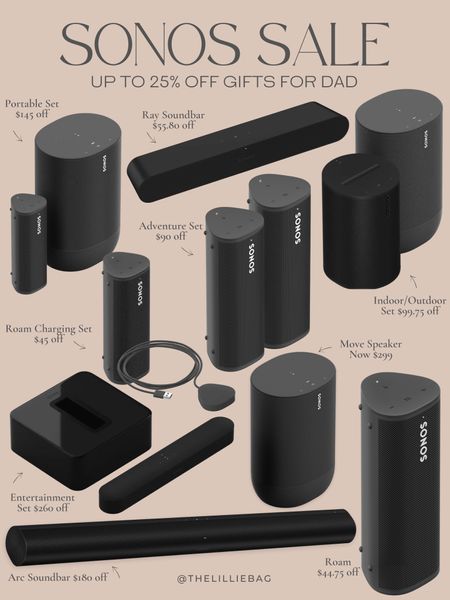Sonos SALE! Up to 25% off gifts for dad. 

Bluetooth speakers. Soundbars. Sonos sale. Father’s Day gifts  

#LTKhome #LTKGiftGuide #LTKsalealert