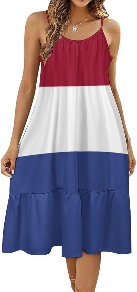 Fattyeery Women's Summer Casual Loose Dress Portugal Flag Long Dress Short Sleeve for Womens Slin... | Amazon (US)