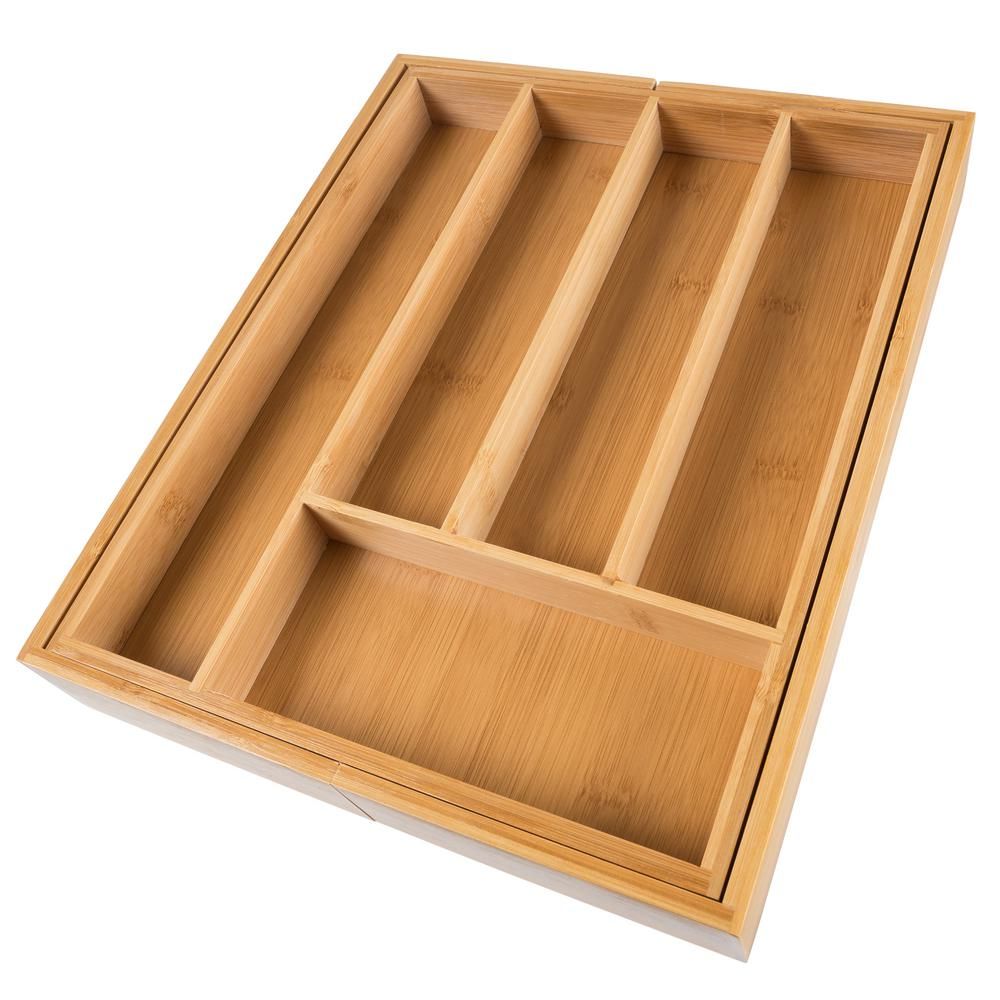 Bamboo Brown Expandable Utensil Drawer Organizer | The Home Depot