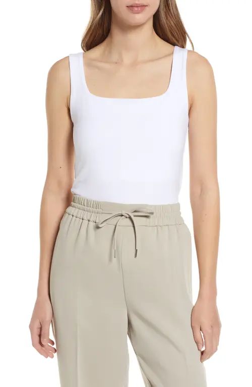 halogen(r) Square Neck Tank in White at Nordstrom, Size Small | Nordstrom