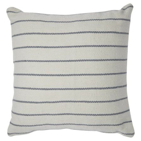 (Set of 4) MoDRN Stripe Outdoor Throw Pillow - 22L x 22W - Gray/Ivory | Walmart (US)